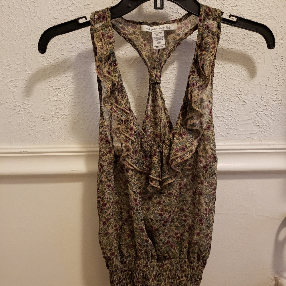 Flower Print Sheer Tank Top